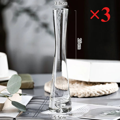 Creative European Style Transparent Glass Slanted Mouth Artistic Simple Vase Hydroponics Plant Flower Vasetable Home Decor