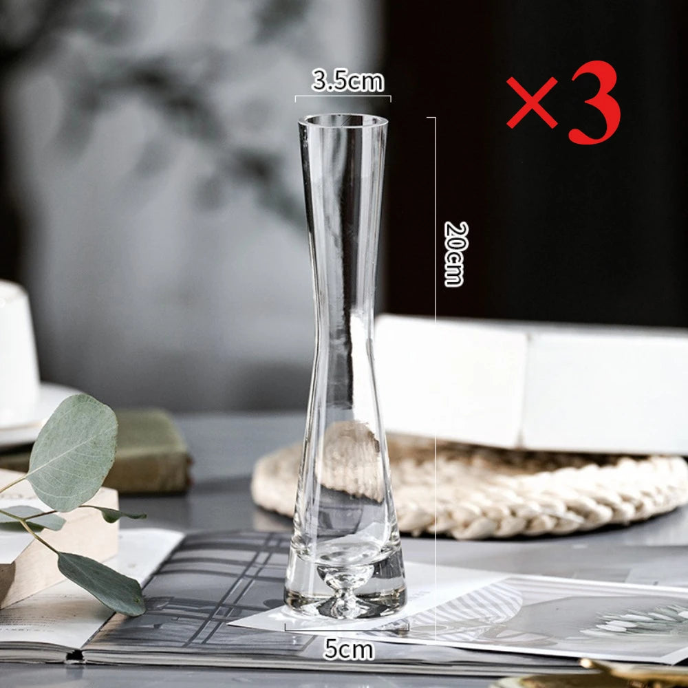 Creative European Style Transparent Glass Slanted Mouth Artistic Simple Vase Hydroponics Plant Flower Vasetable Home Decor