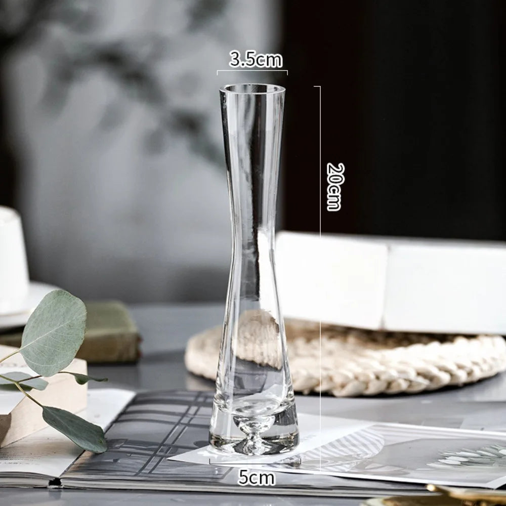 Creative European Style Transparent Glass Slanted Mouth Artistic Simple Vase Hydroponics Plant Flower Vasetable Home Decor