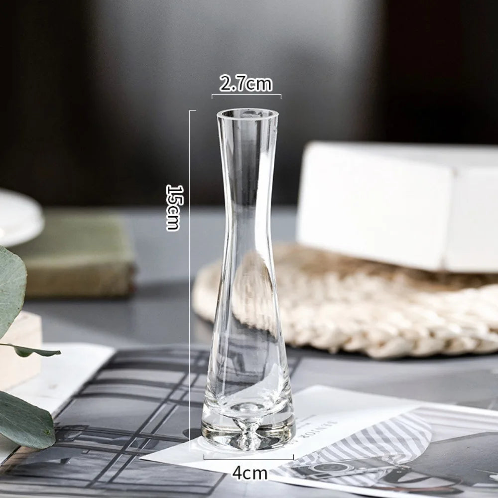 Creative European Style Transparent Glass Slanted Mouth Artistic Simple Vase Hydroponics Plant Flower Vasetable Home Decor