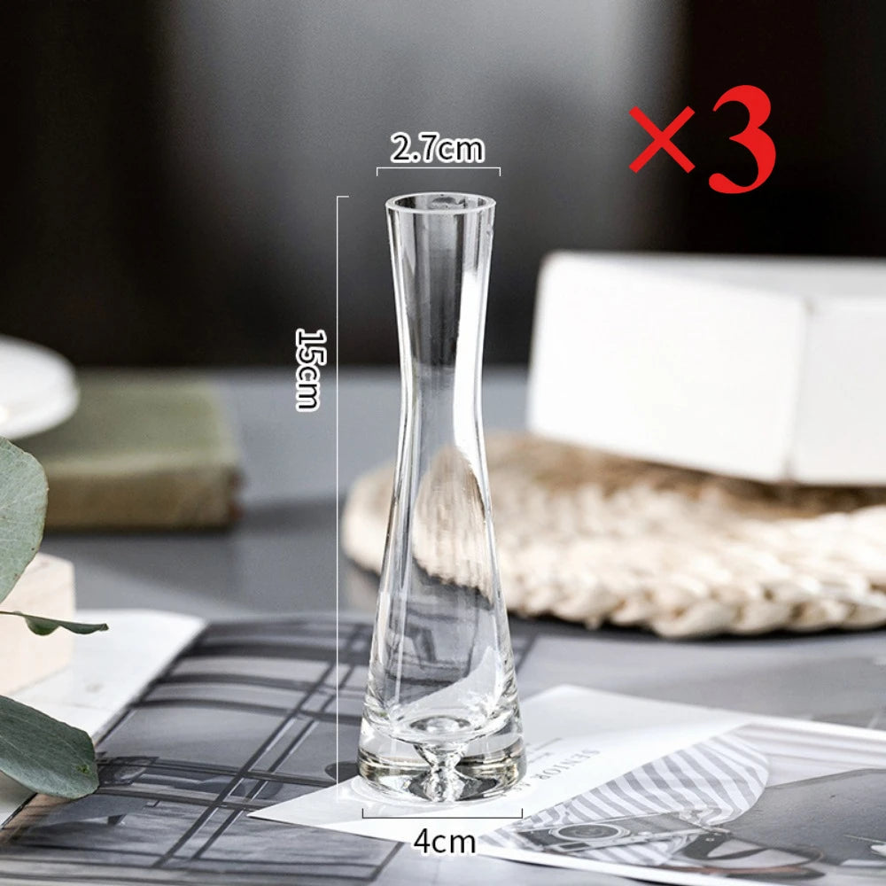 Creative European Style Transparent Glass Slanted Mouth Artistic Simple Vase Hydroponics Plant Flower Vasetable Home Decor